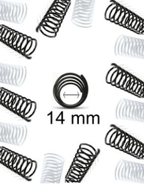 Espiral plastico rulo para encuadernar 14 mm. Paq. x 50