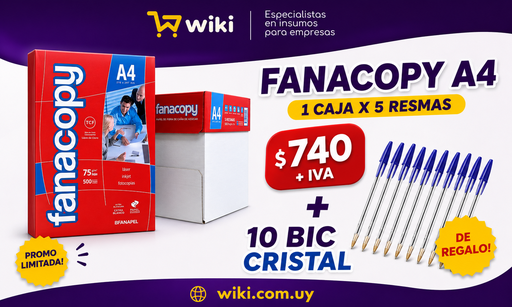 [W0020002] PROMO WEB 3 - 5 Resmas Fana + 10 Bic cristal de regalo DE REGALO!